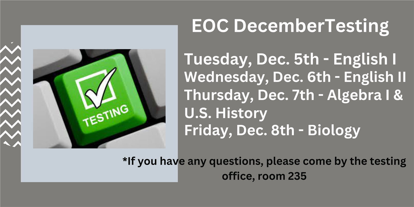  EOC December Testing 